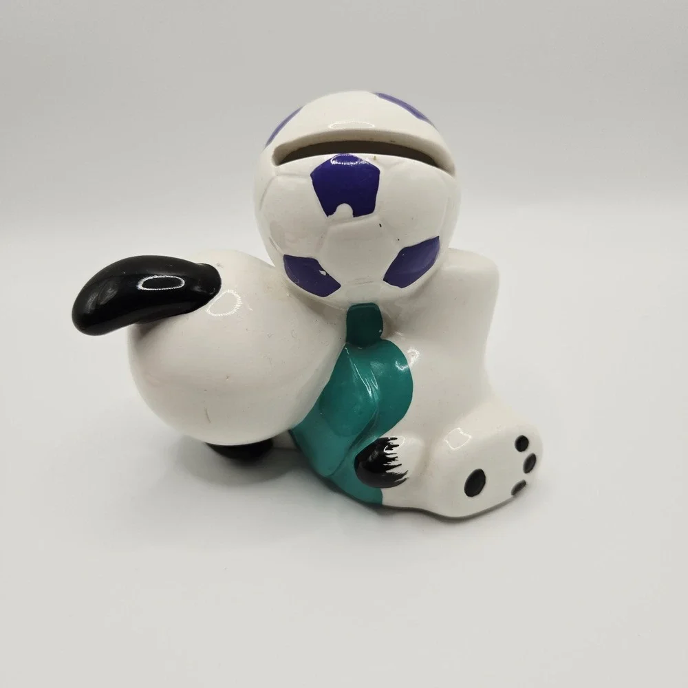 Sanrio Pochacco‎ Playing with Ball VTG Pottery Piggy Bank 11cm / 4.33 Inch Long